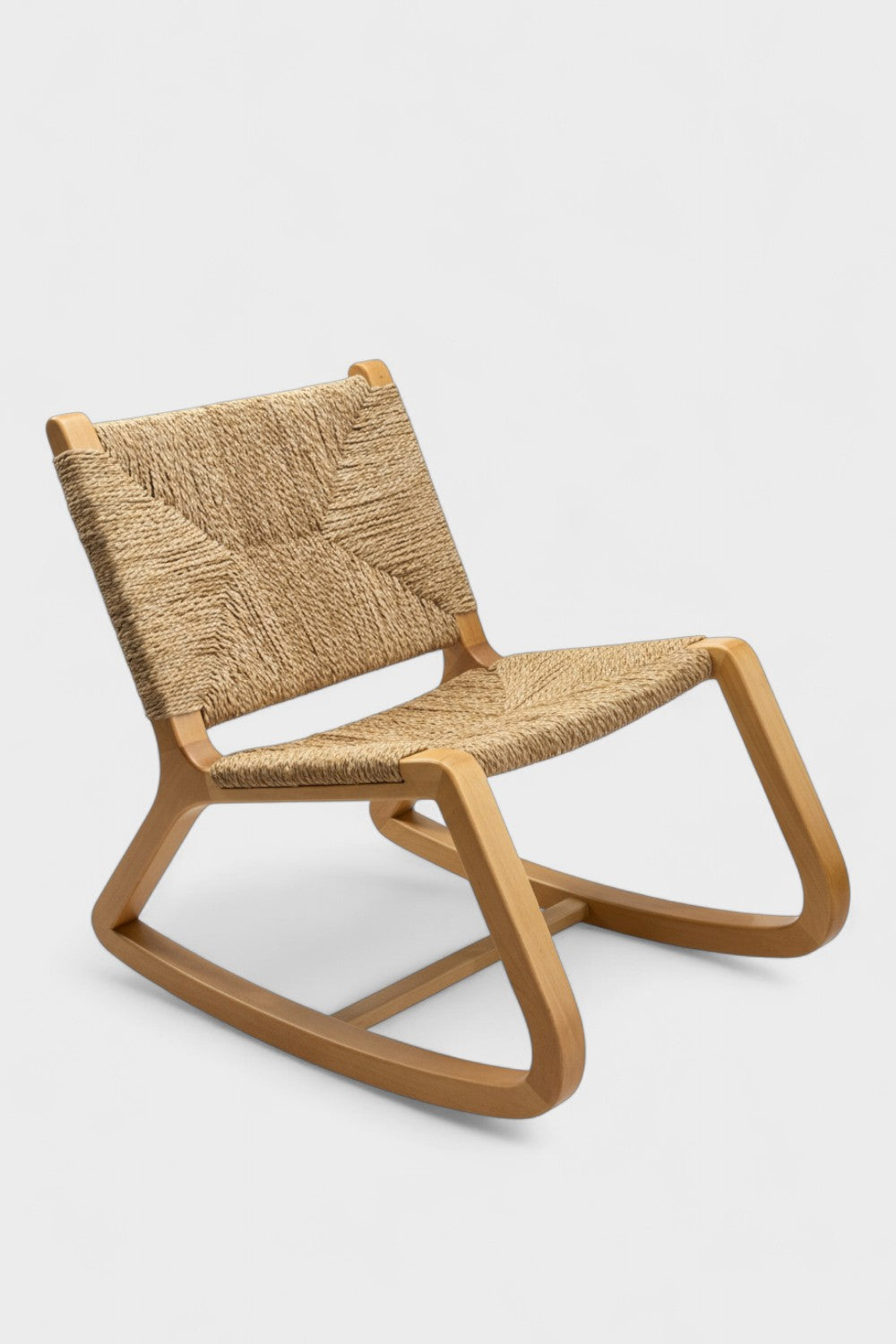 Hasırlı Ahşap Sallanan Koltuk