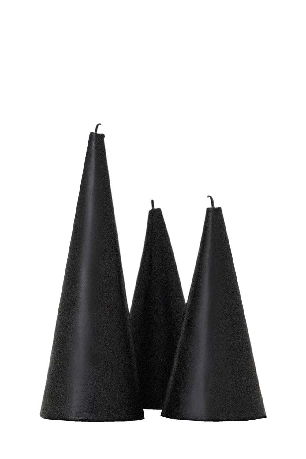 3'lü Konik Mum - Siyah
