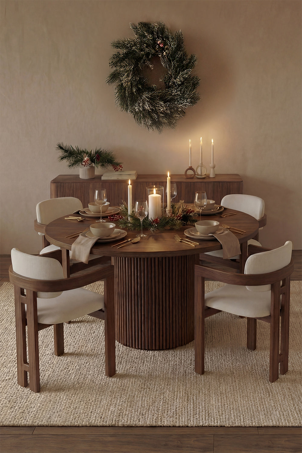 Ahşap Yuvarlak Yemek Masası