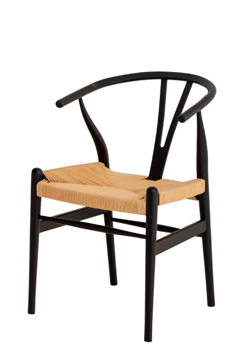 Hasırlı Wishbone Ahşap Sandalye