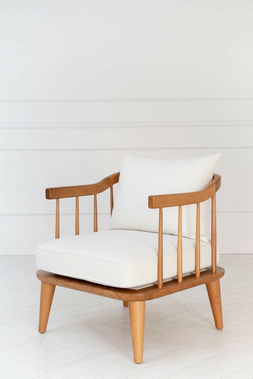 Minderli Tekli Ahşap Koltuk