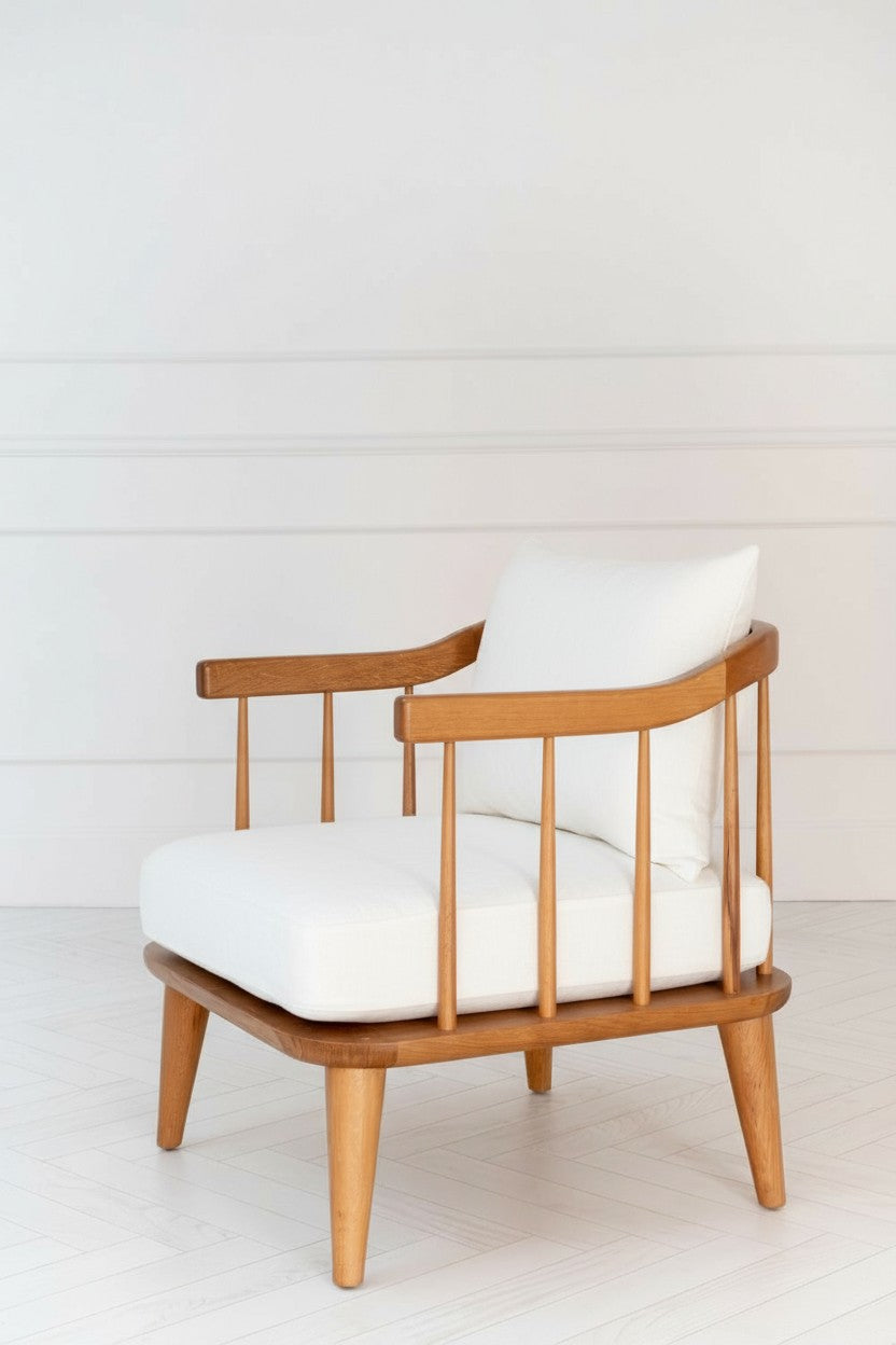 Minderli Tekli Ahşap Koltuk