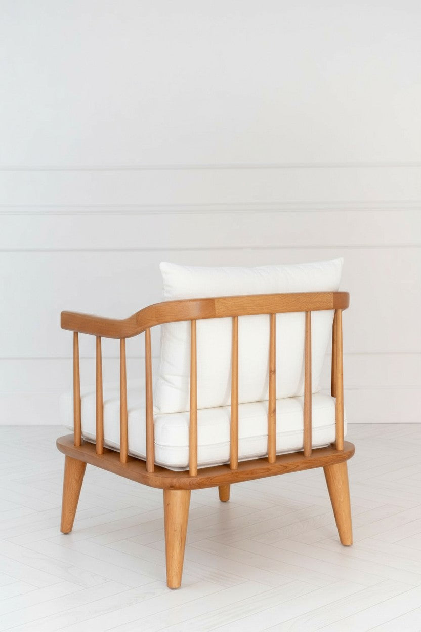 Minderli Tekli Ahşap Koltuk