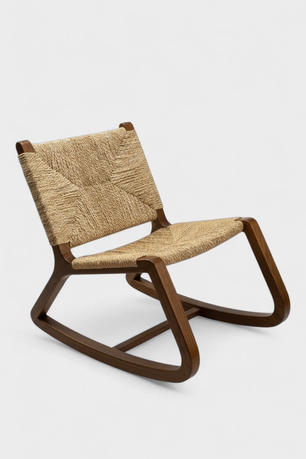 Hasırlı Ahşap Sallanan Koltuk