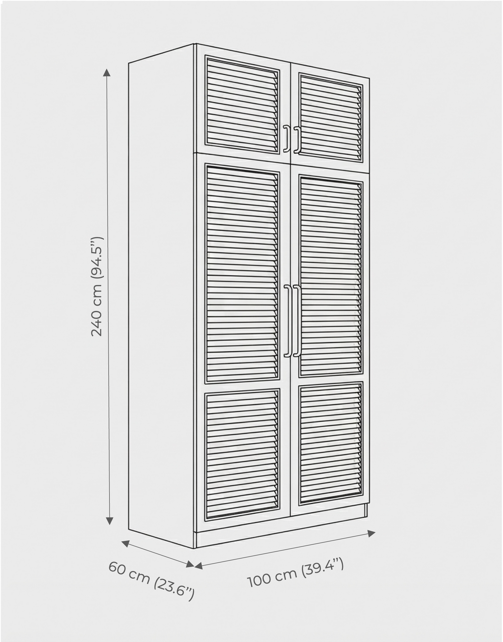 Panjur Kapaklı Gardrop dimensions