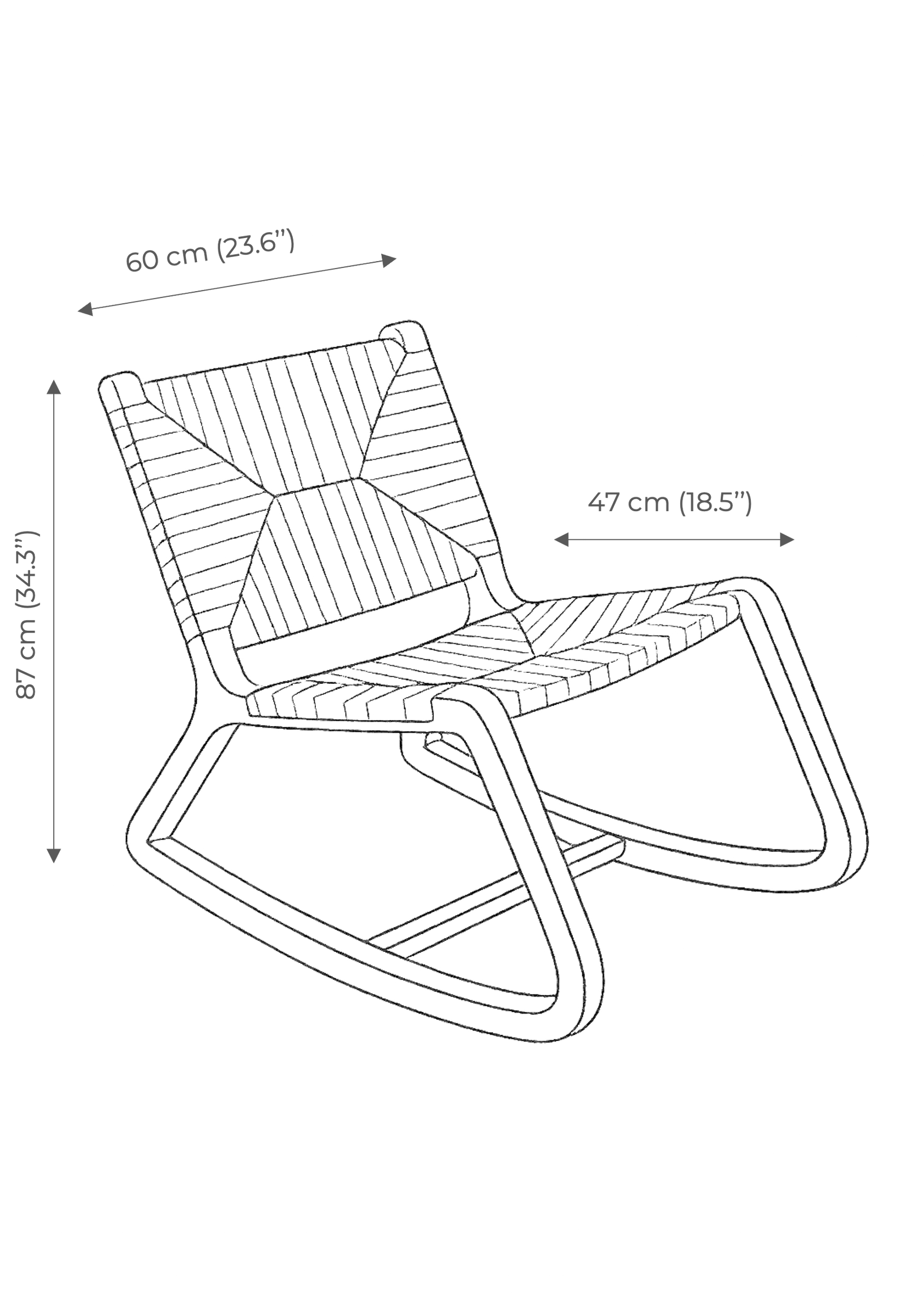Hasırlı Ahşap Sallanan Koltuk dimensions
